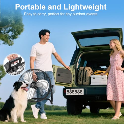 Solar Powered Fan for Outdoor with Rechargeable Battery and Portable Cooling