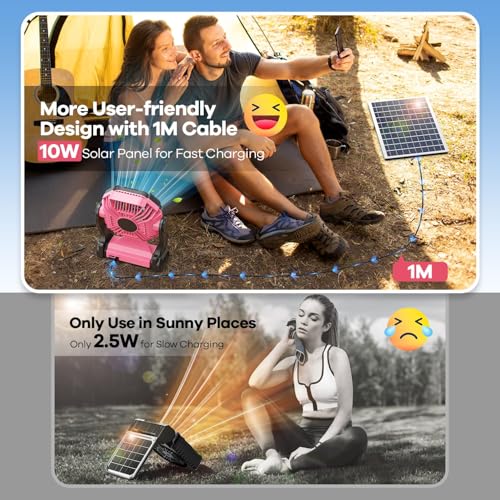 Solar Camping Fan with LED Lantern and Emergency Backup Cooling