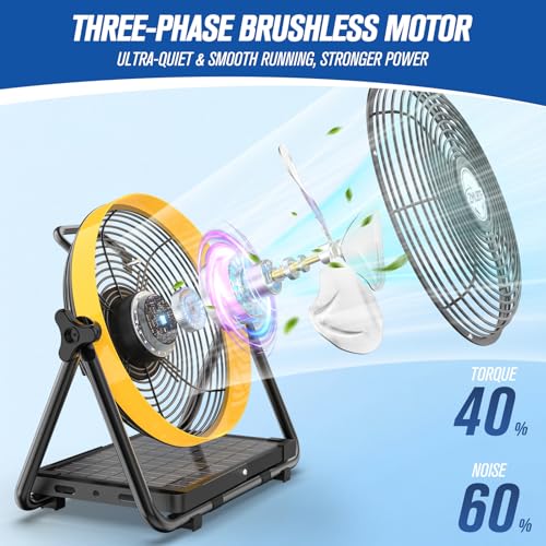 Solar Camping Fan with Metal Floor Stand and Adjustable Tilt
