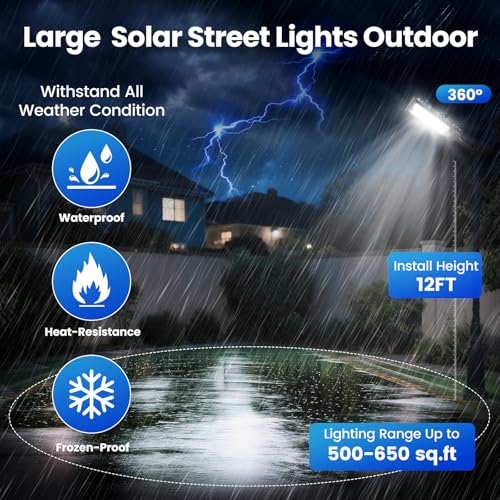 Solar Street Lights Outdoor with Motion Sensor and LED Security Lighting