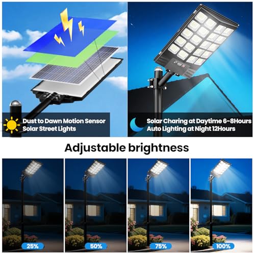 Solar Street Lights Outdoor with Motion Sensor and LED Security Lighting