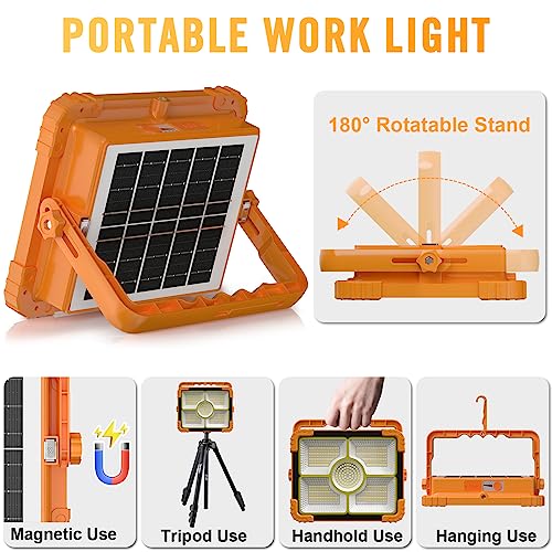 Solar Work Light Portable with Rechargeable LED Flood Lighting