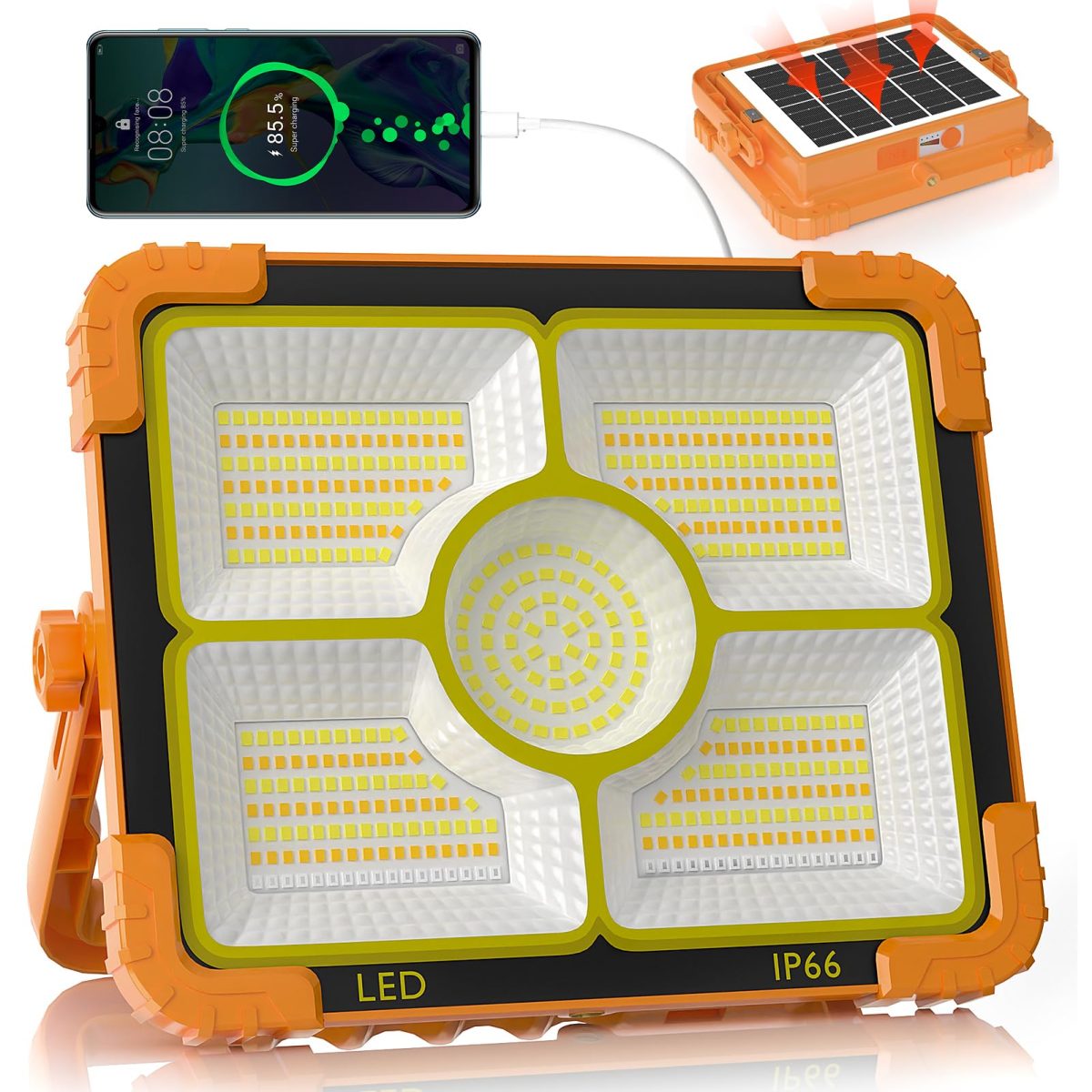 Solar Work Light Portable with Rechargeable LED Flood Lighting