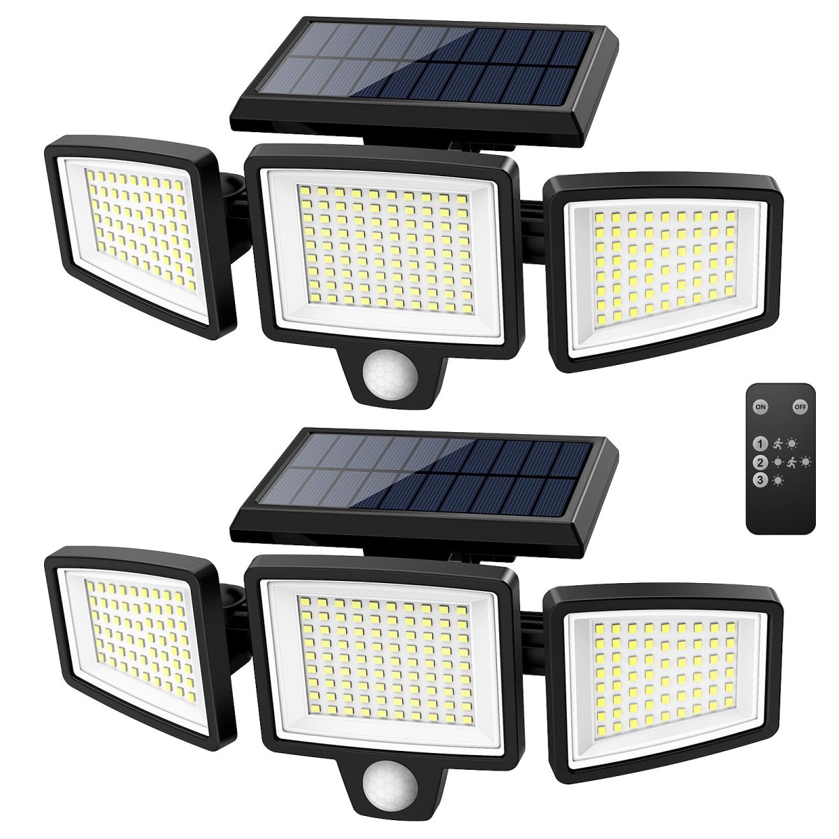 Solar Security Lights Outdoor with Motion Sensor and 3 Head LED Flood Lights