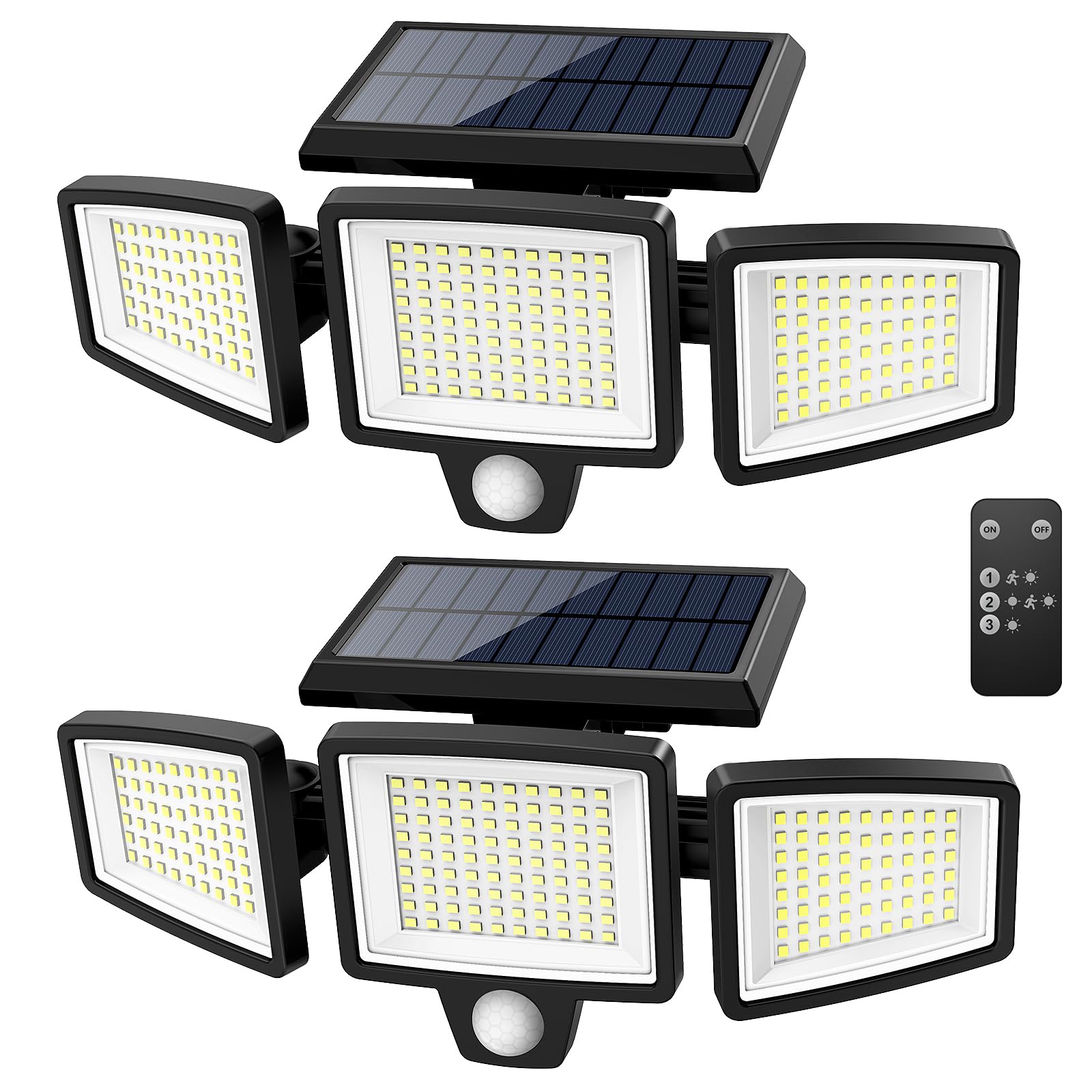 Solar Security Lights Outdoor with Motion Sensor and 3 Head LED Flood Lights