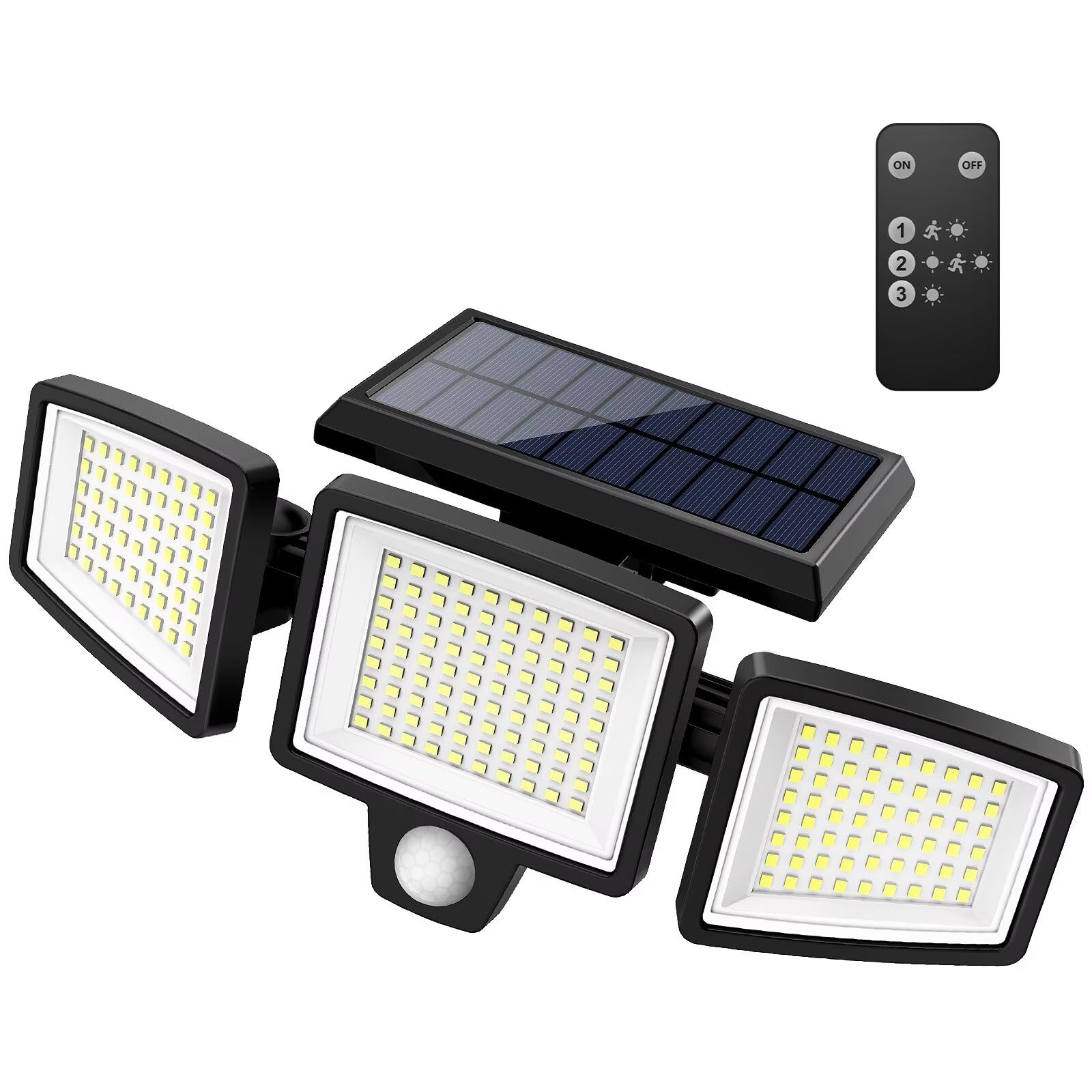 Solar Security Lights Outdoor with Motion Sensor and 3 Head LED Flood Lights