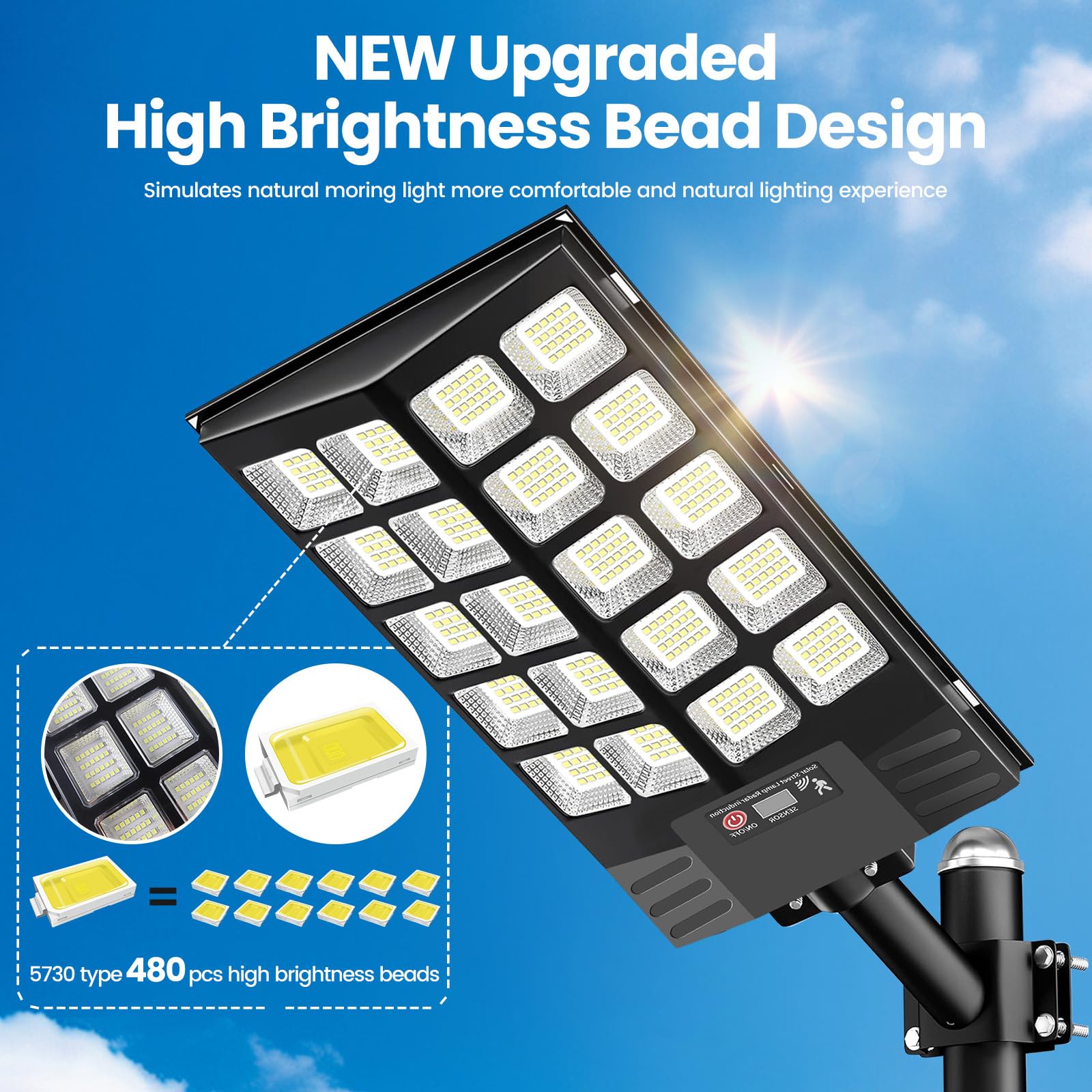 Solar Street Lights Outdoor with Motion Sensor and LED Security Lighting