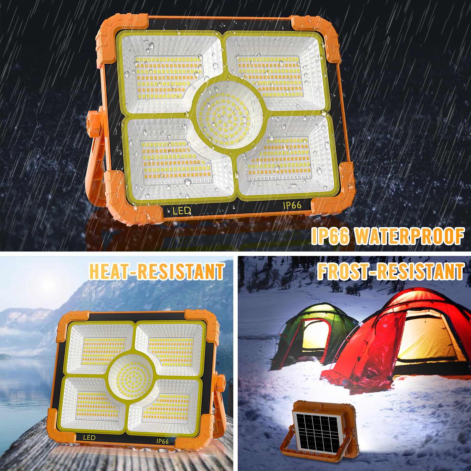 Solar Work Light Portable with Rechargeable LED Flood Lighting