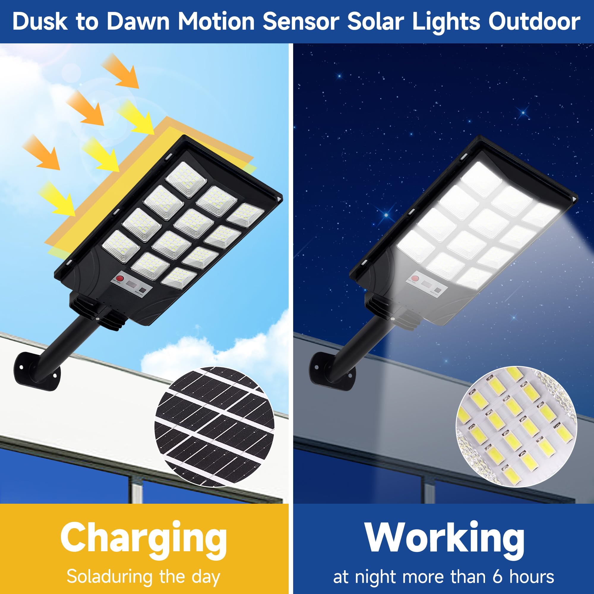 Solar Street Lights Outdoor with Motion Sensor and Dusk to Dawn Lighting