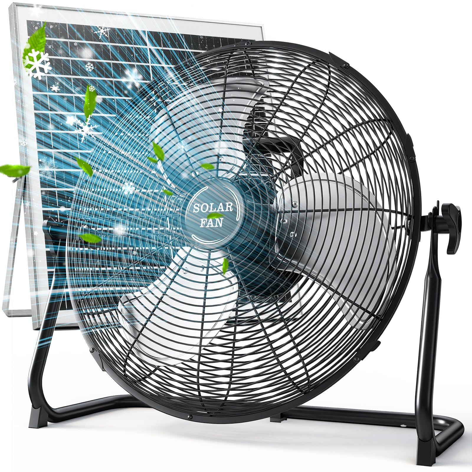 Solar Powered Fan for Outdoor with Rechargeable Battery and Portable Cooling