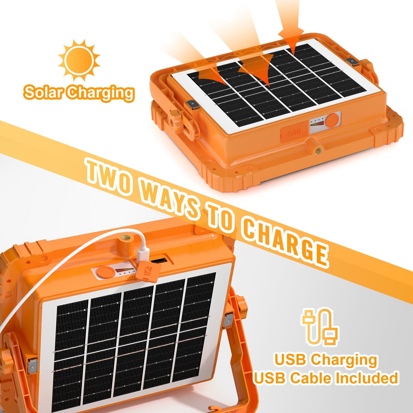 Solar Work Light Portable with Rechargeable LED Flood Lighting