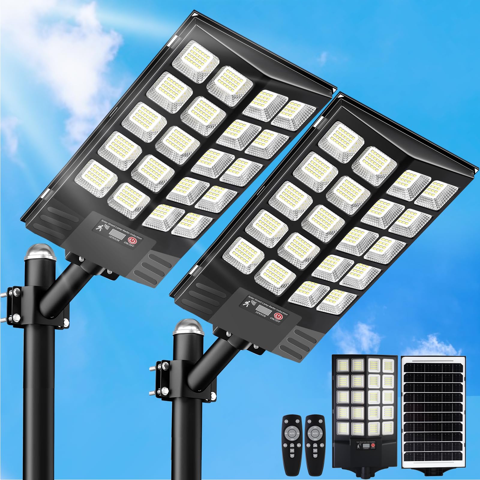 Solar Street Lights Outdoor with Motion Sensor and LED Security Lighting