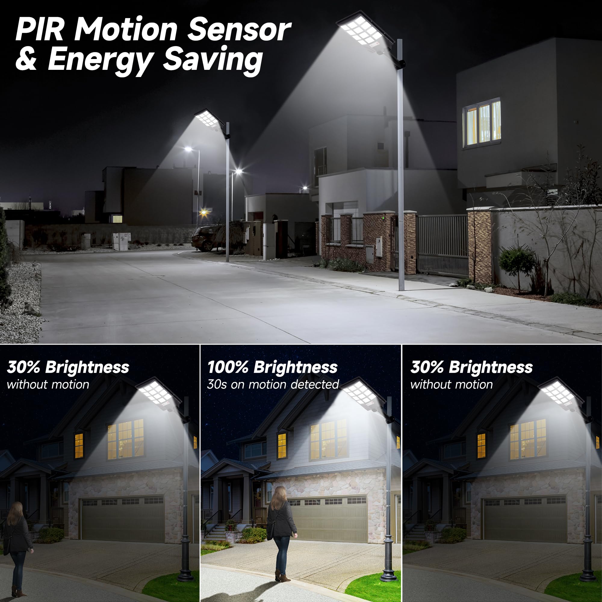 Solar Street Lights Outdoor with Motion Sensor and Dusk to Dawn Lighting
