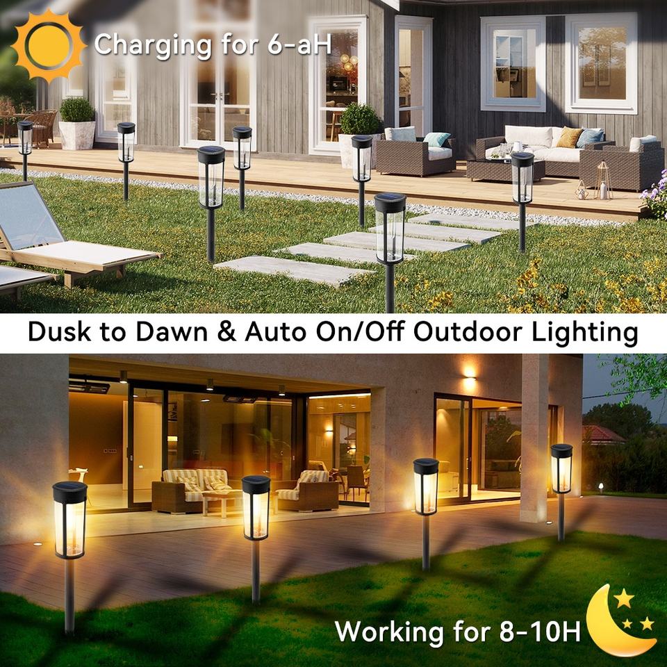 Solar Outdoor Lights with Automatic On Off and Warm White Landscape Lighting