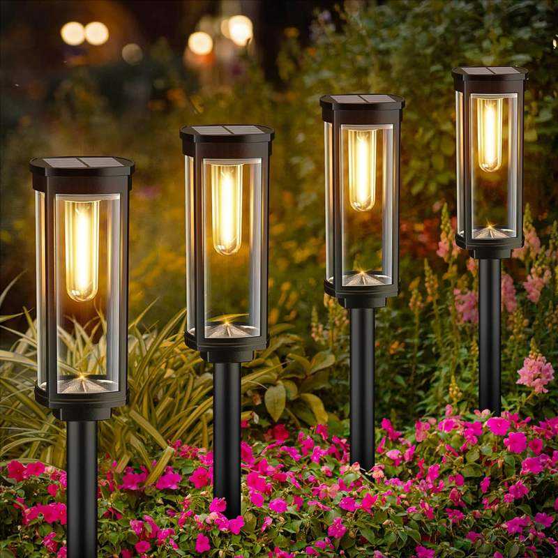 Solar Outdoor Lights with Automatic On Off and Warm White Landscape Lighting