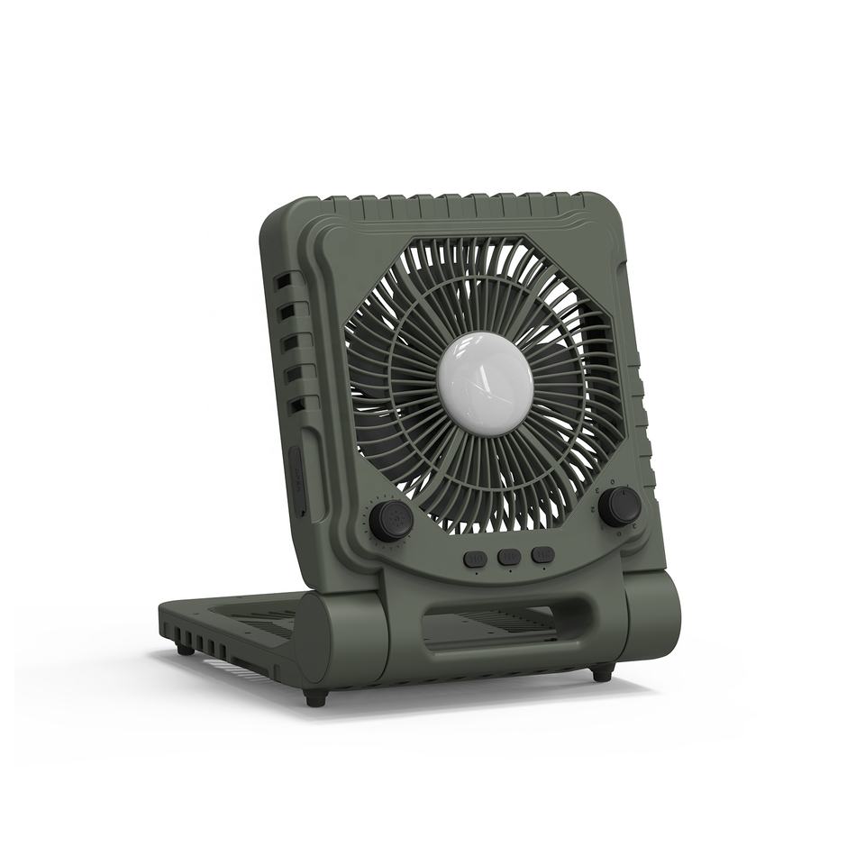 Solar Camping Fan with LED Lantern and Portable Rechargeable Cooling