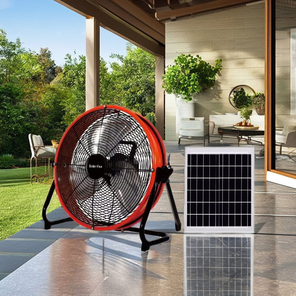 Portable Solar Powered Fan with Brushless Motor and Outdoor Cooling
