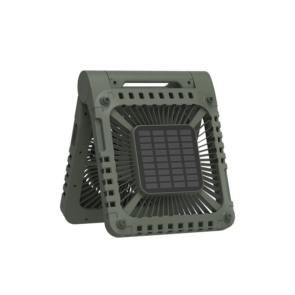 Solar Camping Fan with LED Lantern and Portable Rechargeable Cooling