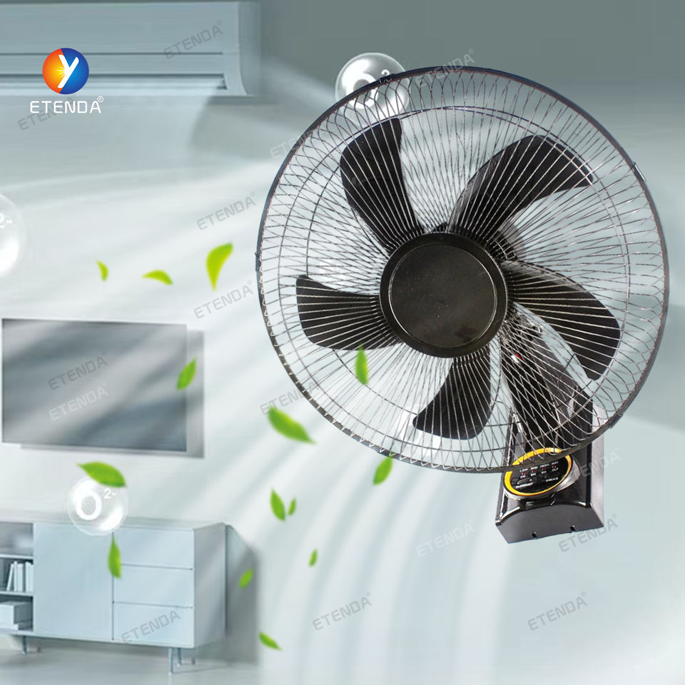Solar Wall Mounted Fan with Rechargeable Power and Outdoor Cooling