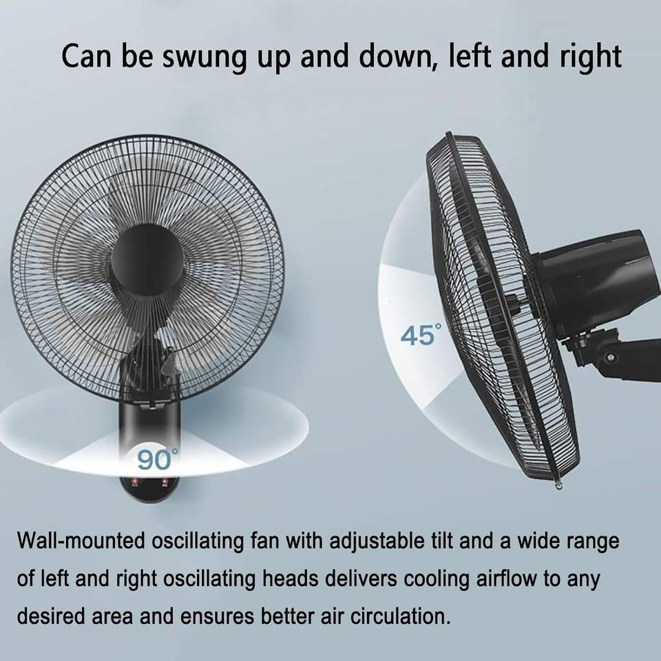 Solar Wall Mounted Fan with Remote Control and Oscillating Airflow