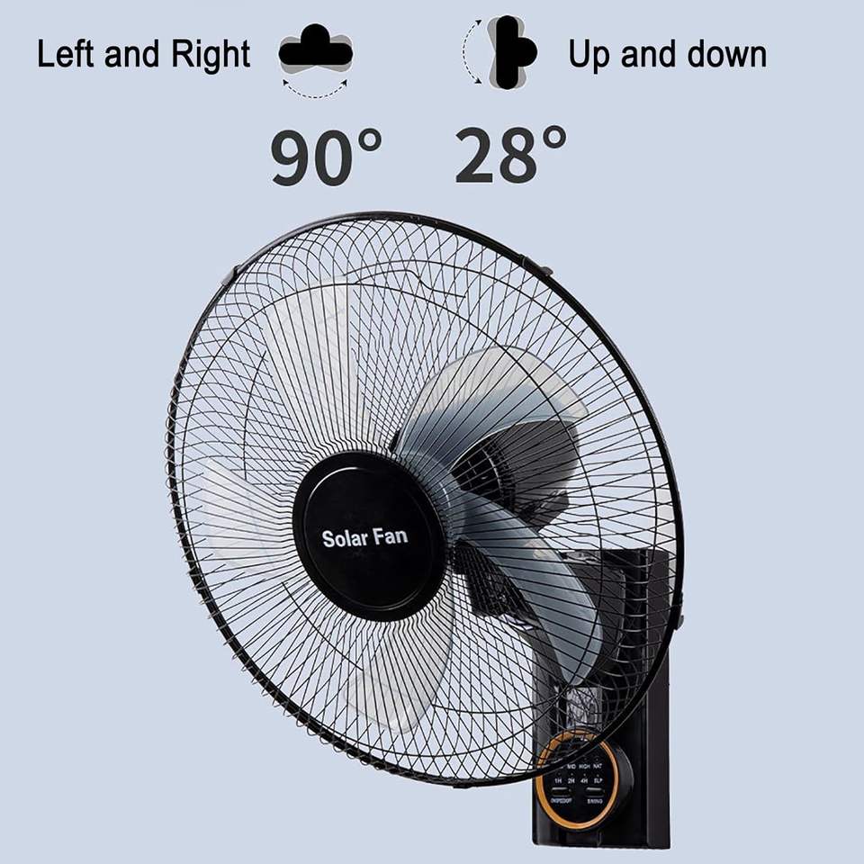 Solar Wall Mounted Fan with Remote Control and Oscillating Airflow