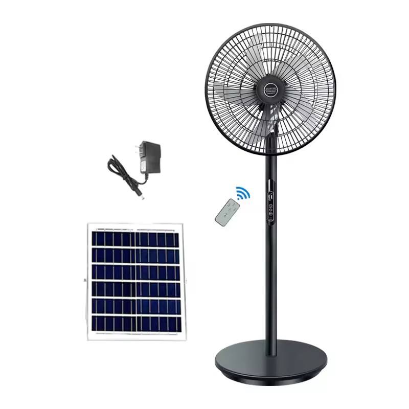 Solar Stand Fan with Remote Control and Portable Rechargeable Cooling