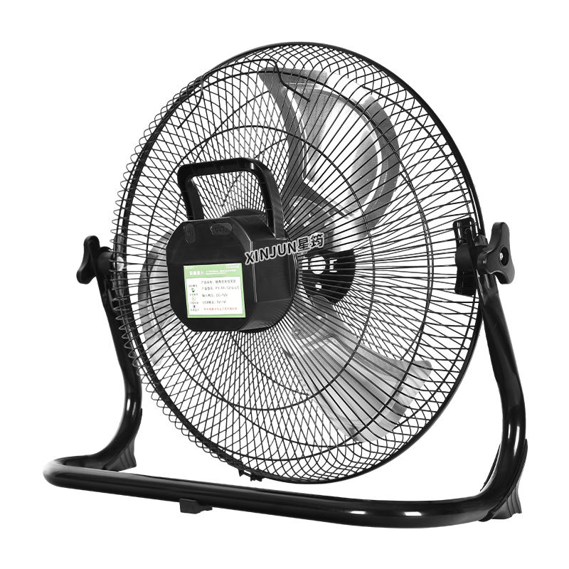 Portable Solar Metal Fan with Outdoor Cooling and Durable Stand Design