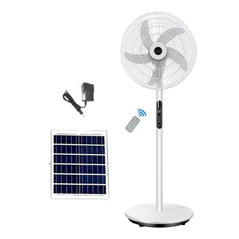 Solar Stand Fan with Remote Control and Portable Rechargeable Cooling