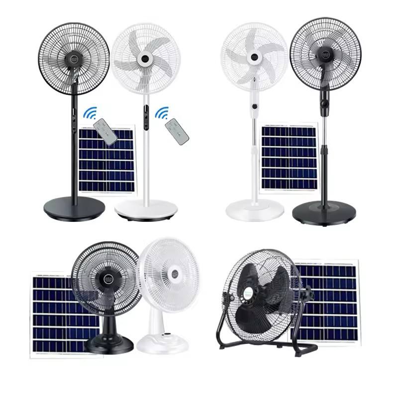 Solar Stand Fan with Remote Control and Portable Rechargeable Cooling