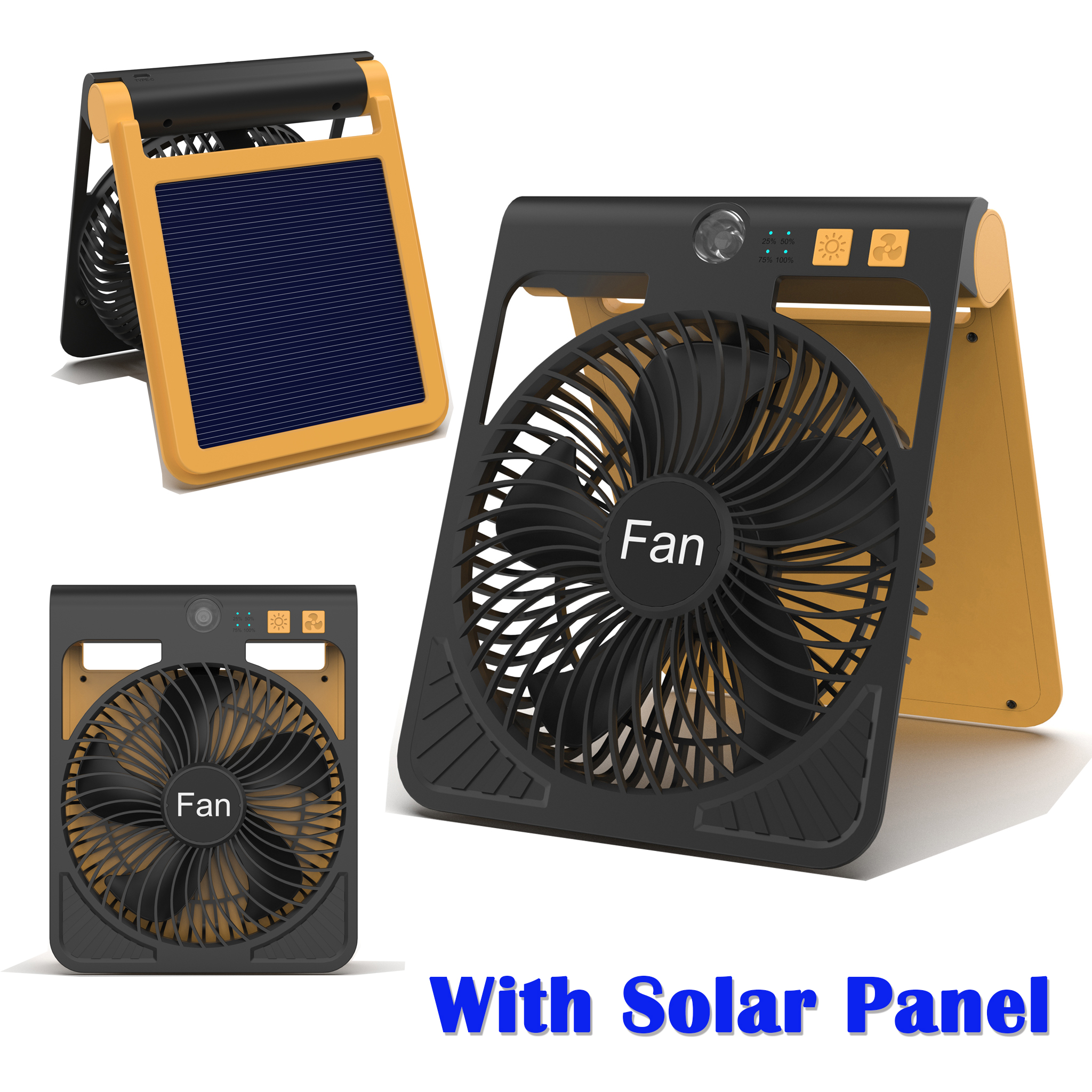Solar Camping Fan with Foldable Design and Portable Outdoor Cooling