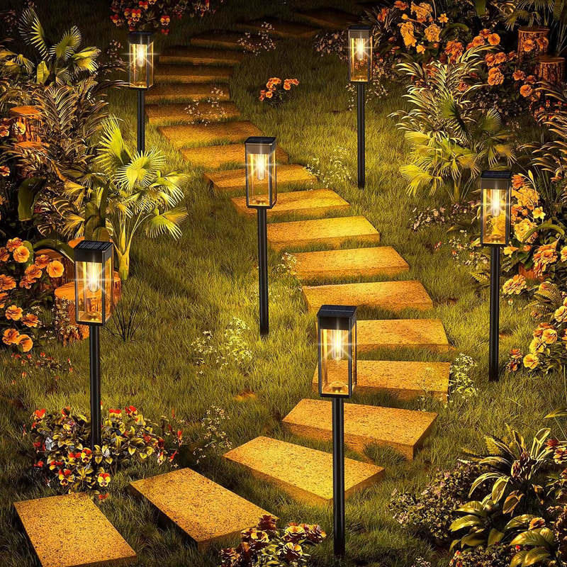 Solar Outdoor Lights with Automatic On Off and Warm White Landscape Lighting
