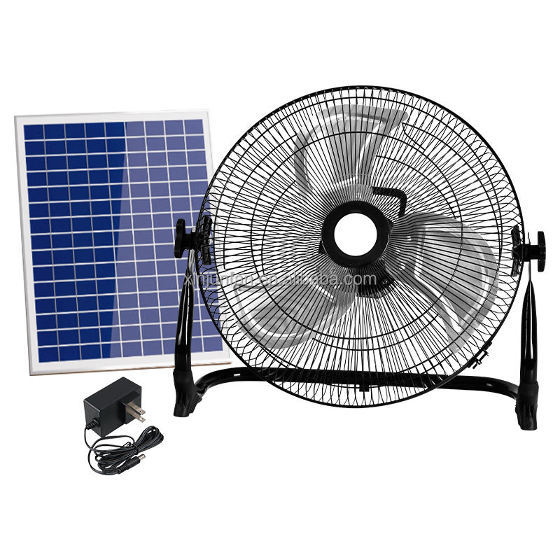 Portable Solar Metal Fan with Outdoor Cooling and Durable Stand Design