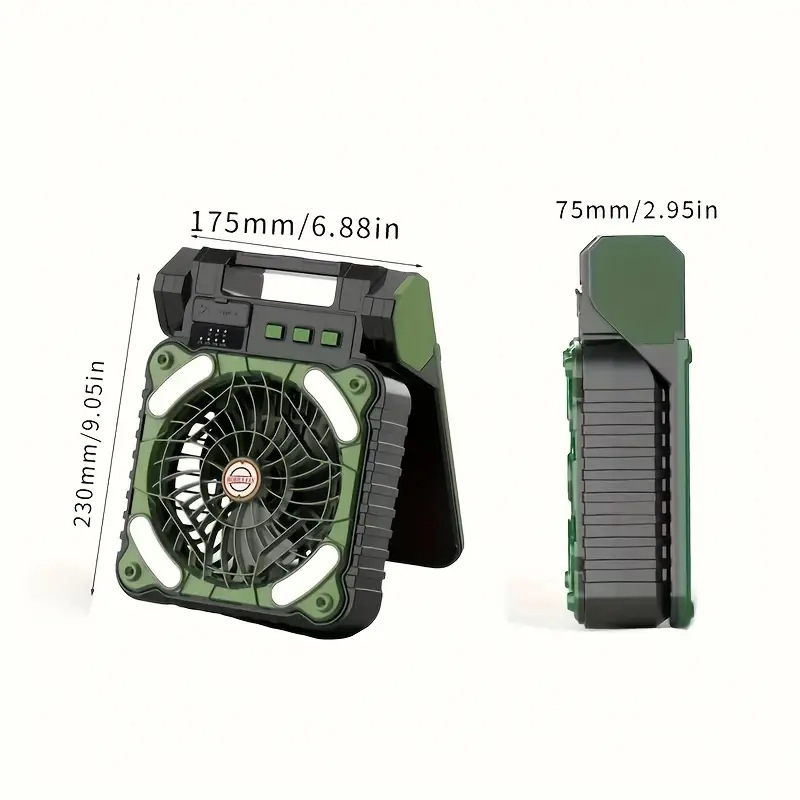 Solar Camping Fan with LED Light and Portable Outdoor Cooling