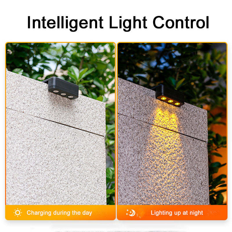 Solar Fence Light Outdoor with IP65 Waterproof and Aluminum Wall Lamp Design