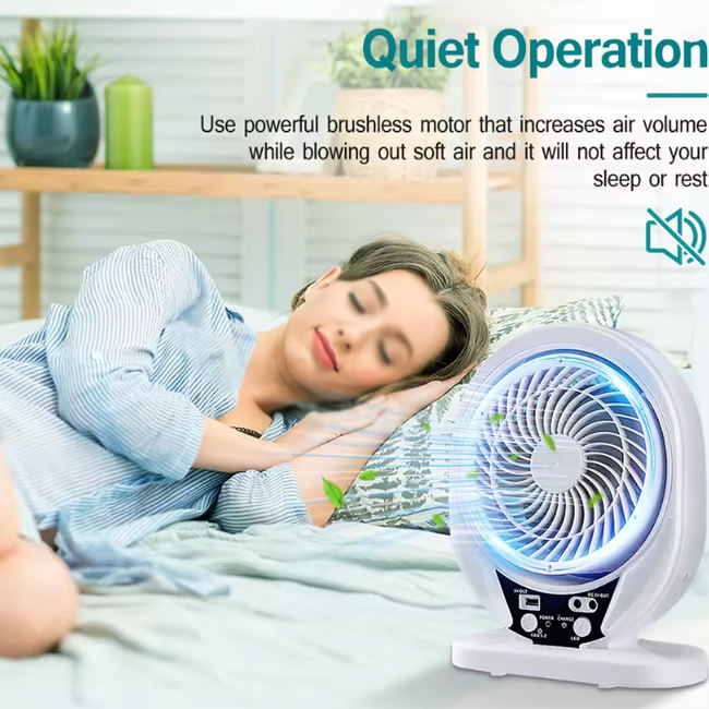Solar Desk Fan with LED Light and Portable Table Cooling